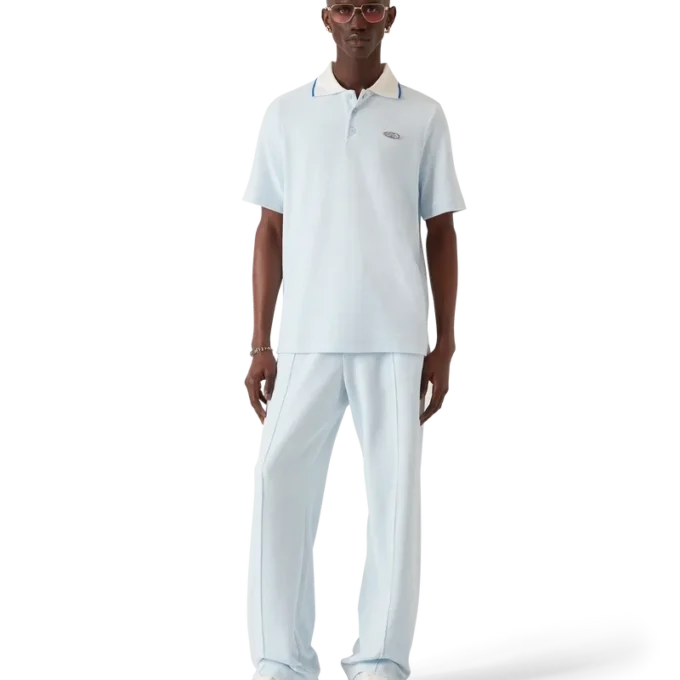 Velour-poloskjorte med korte ærmer