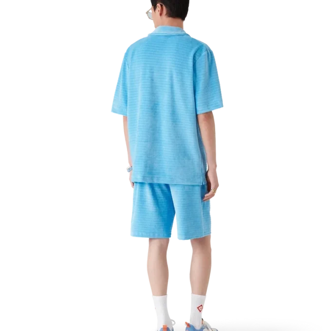 Velour-skjorte med korte ærmer og striber