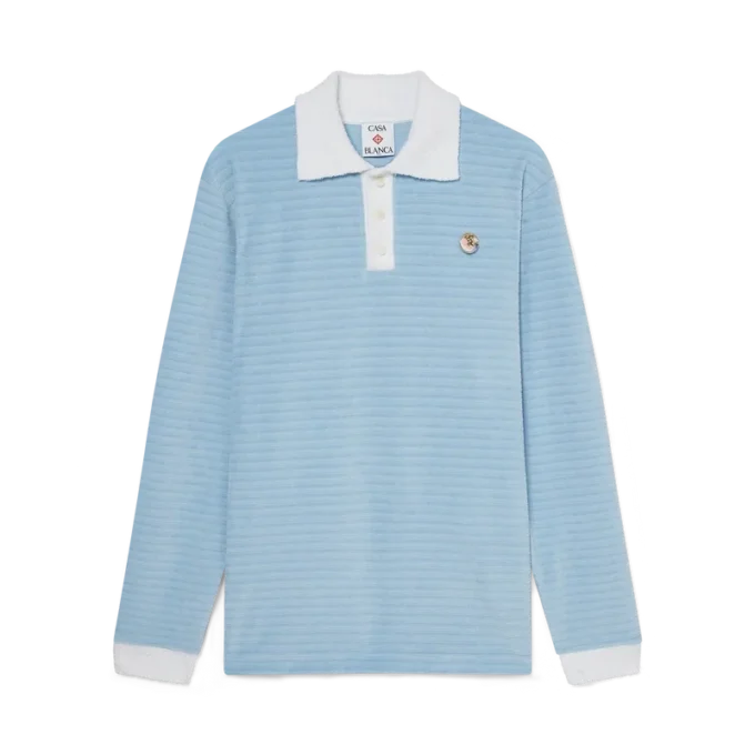 Velourstribet poloshirt