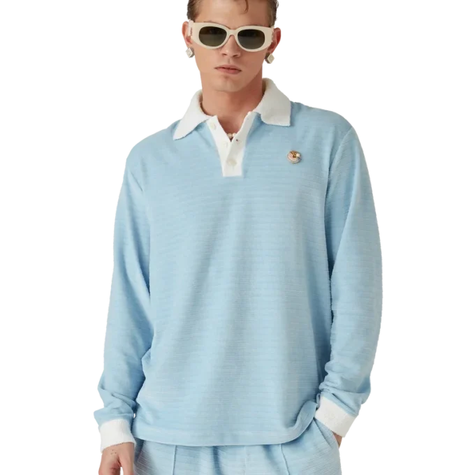 Velourstribet poloshirt