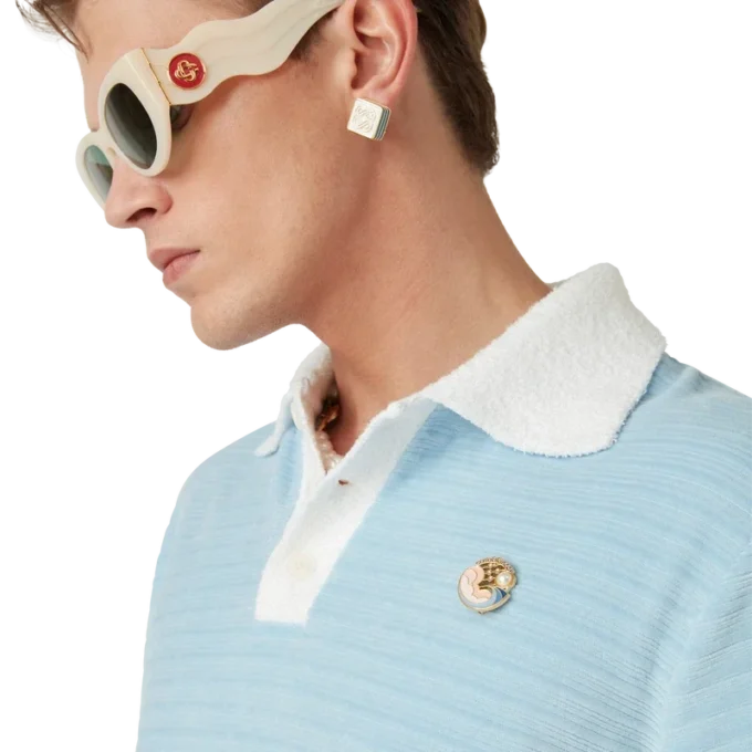 Velourstribet poloshirt