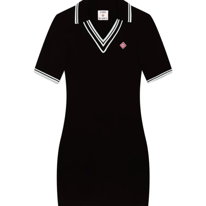 Viskose polo-kjol med V-hals