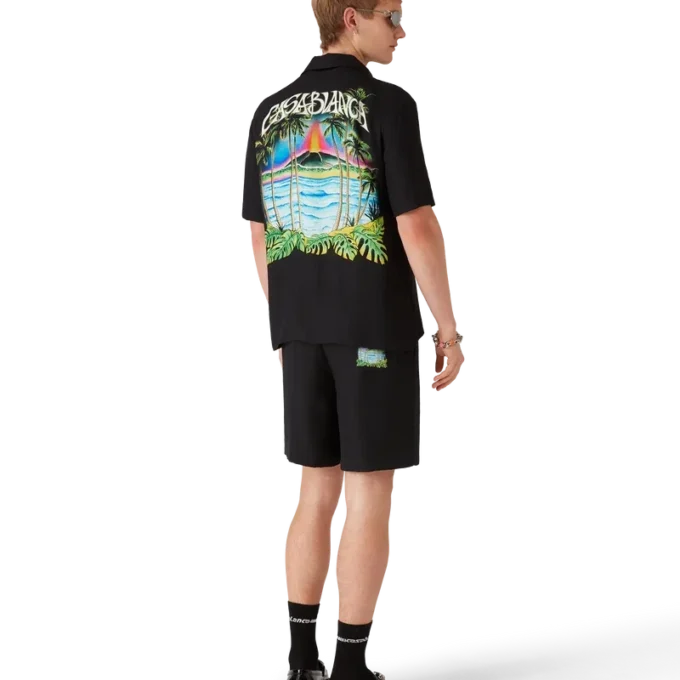 Volcano kortærmet klassisk skjorte i jacquard Volcano kortærmet klassisk skjorte i jacquard