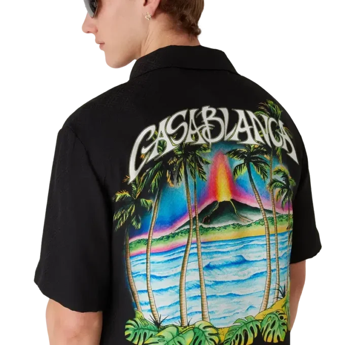 Volcano kortærmet klassisk skjorte i jacquard Volcano kortærmet klassisk skjorte i jacquard