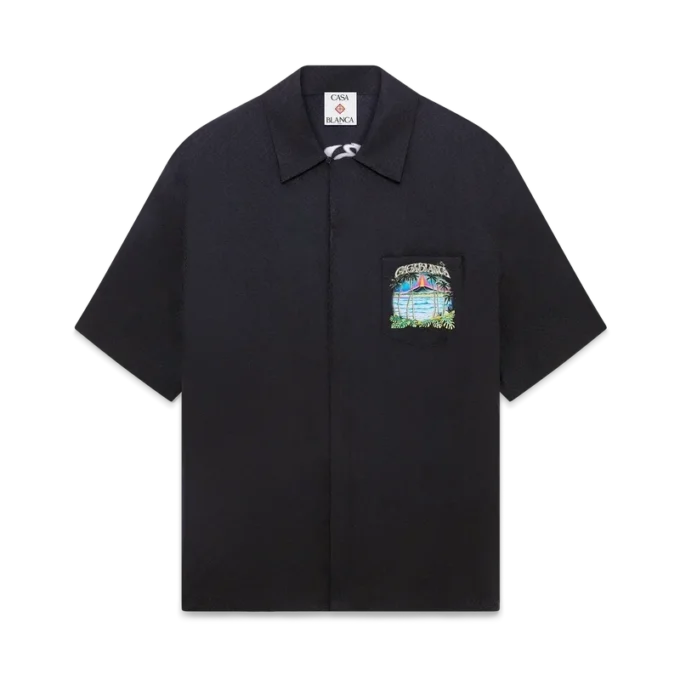 Volcano kortærmet klassisk skjorte i jacquard Volcano kortærmet klassisk skjorte i jacquard
